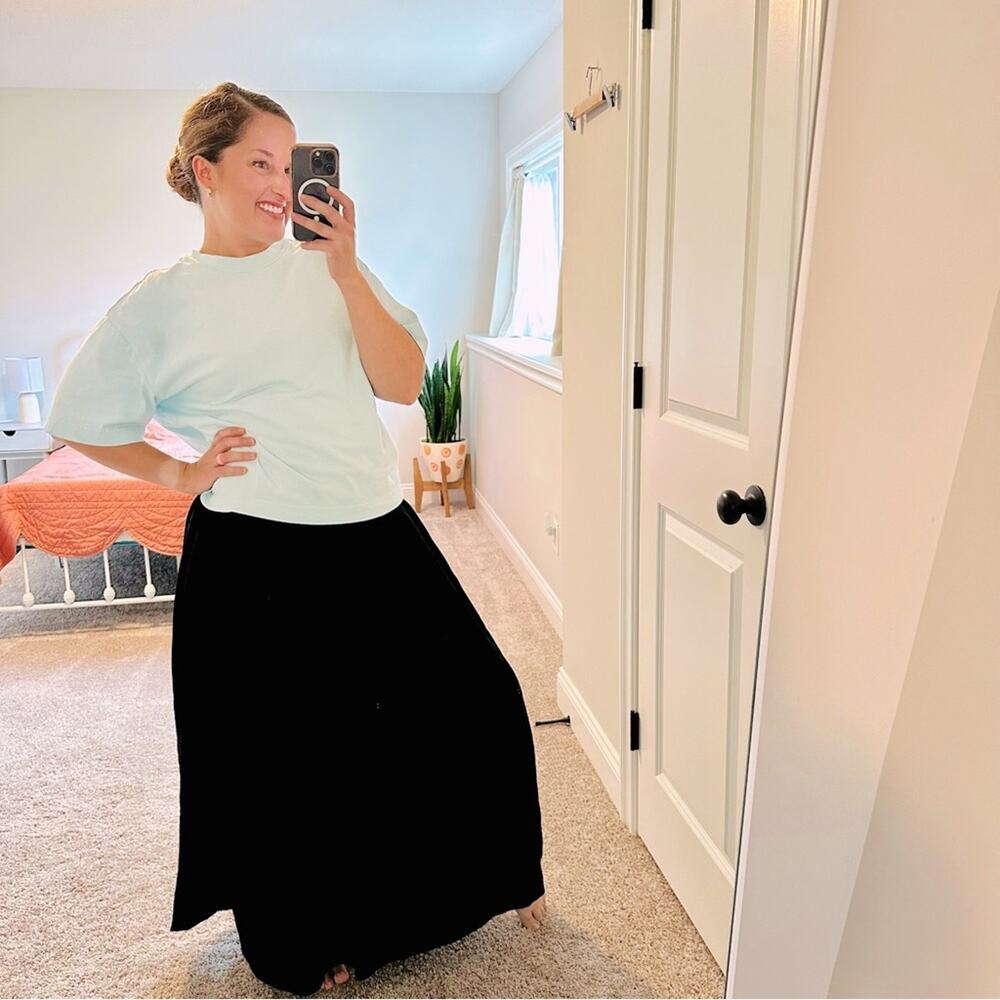 Vintage Black Large Handmade Maxi Skirt Large